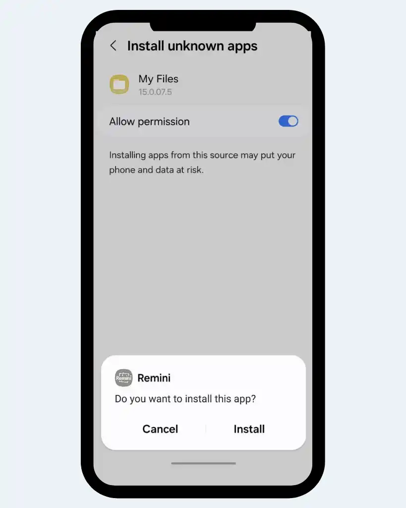 Install now app from file manager